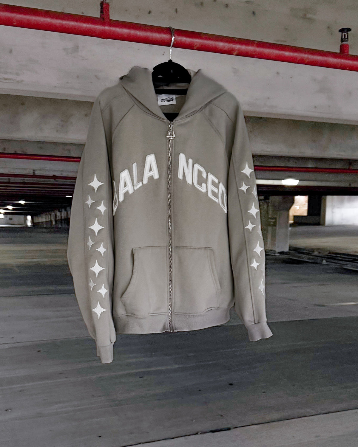 Balanced Star Sleeve Zipup Hoodie